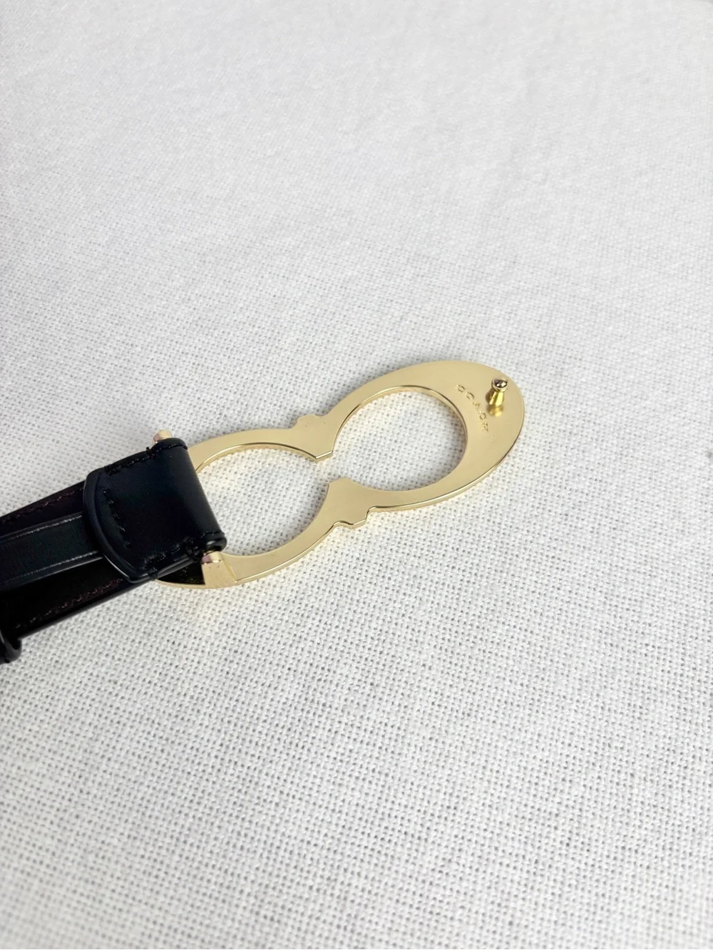 Coach Signature Buckle Belt 25mm Size Large Good Condition Black & Gold Leather